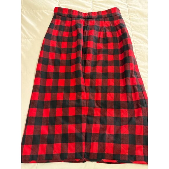 MSGM Quilted Plaid Checkered Midi Skirt Front Slit Side Pockets Italy S Read NST - Picture 4 of 12
